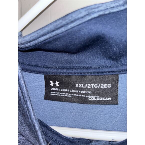 Under Armour 1/4 Zip Coldgear Mens XXL 2XL Long Sleeve Loose Fit Pullover Blue - Picture 2 of 7